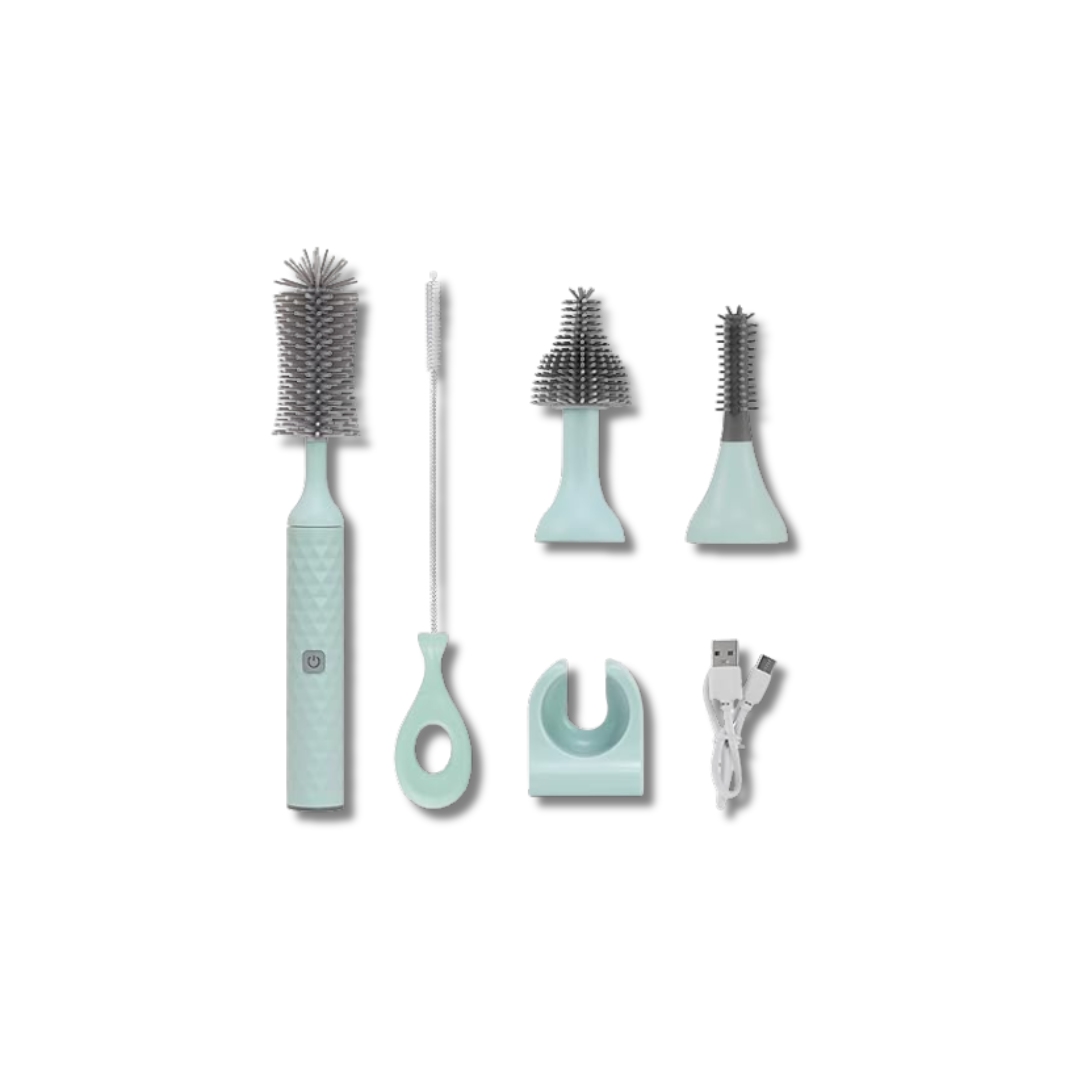 Electric Baby Bottle Cleaner Set - Rechargeable, Silicone Bottle Brush, & Straw Cleaner