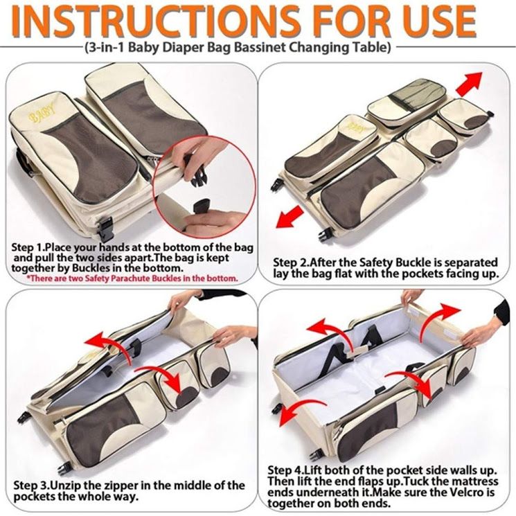 3 in 1 Portable Bassinet Diaper Change Station Bag