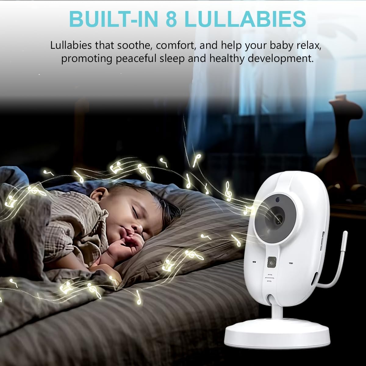 Wireless Baby Monitor, 9 cm LCD Display, 720P HD Camera, 360° Rotation, Night Vision, Two-Way Talk, Temperature Sensor
