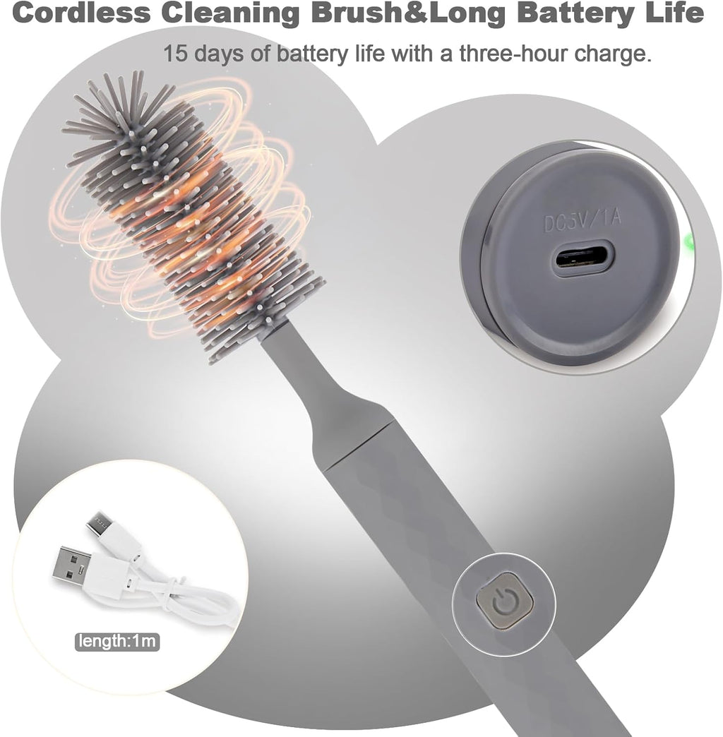 Electric Baby Bottle Cleaner Set - Rechargeable, Silicone Bottle Brush, & Straw Cleaner