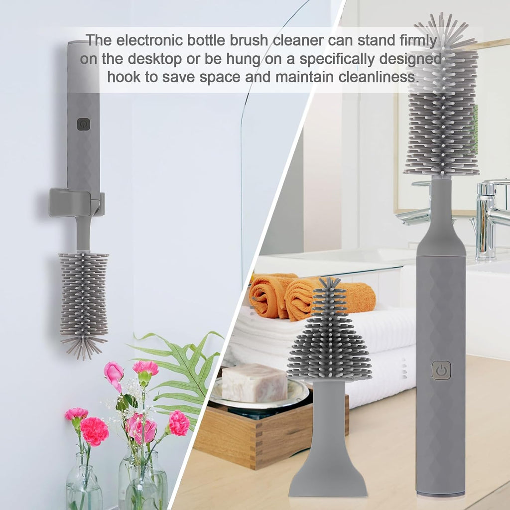 Electric Baby Bottle Cleaner Set - Rechargeable, Silicone Bottle Brush, & Straw Cleaner
