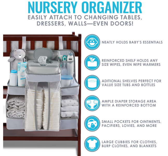 Baby Diaper Caddy and Nursery Organizer